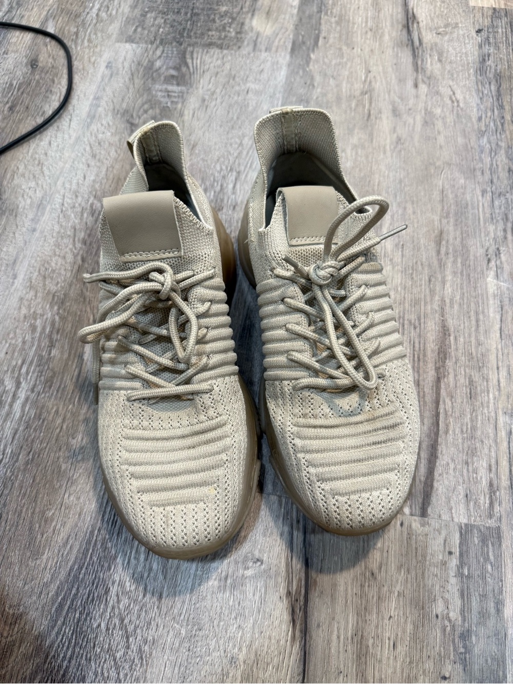 Polo by Ralph Lauren Knit Lace-Up Sneakers in Beige